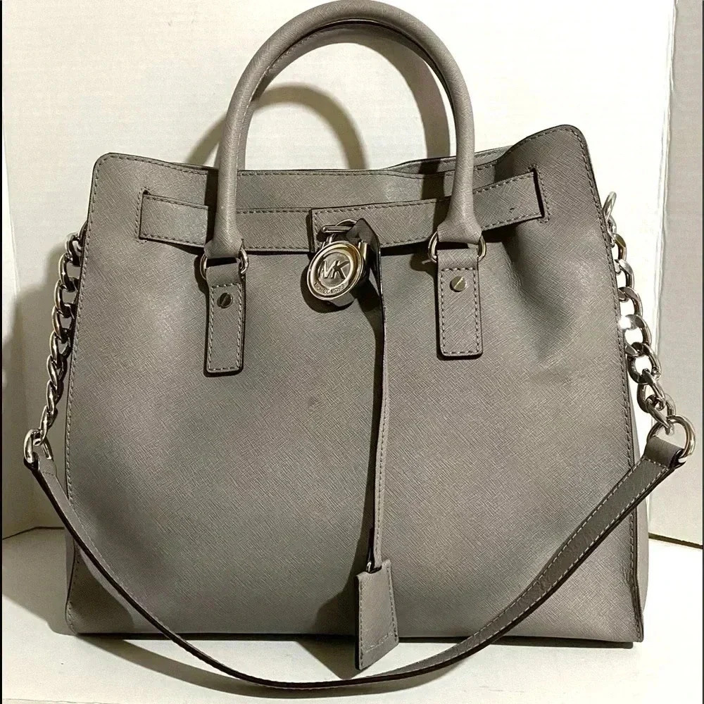 Michael kors grey saffiano leather tote bag